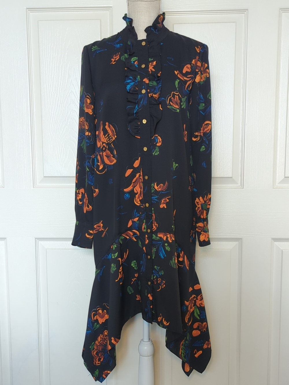 Tory Burch Cora Ruffled Floral Crepe Dress - Picture 5 of 12